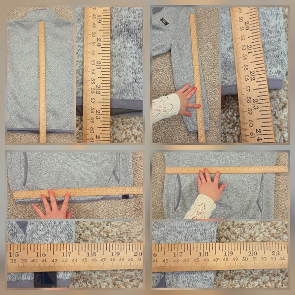 L.L. Bean Womens Size PS Sweater Fleece Pullover Snap Mockneck Heather Gray - Picture 4 of 6